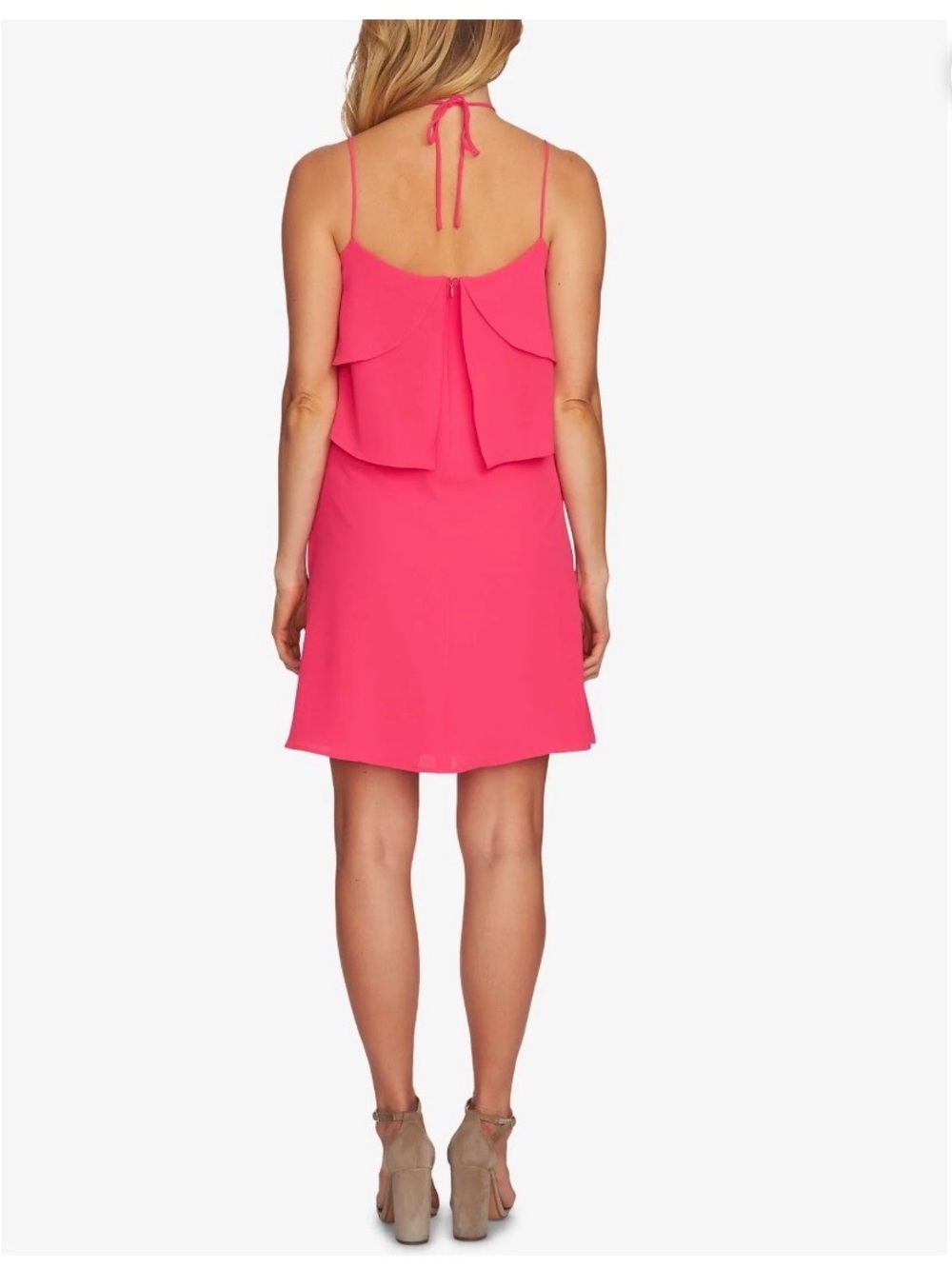 CeCe Hot Pink Ruffle Shift Dress - Picture 2 of 6